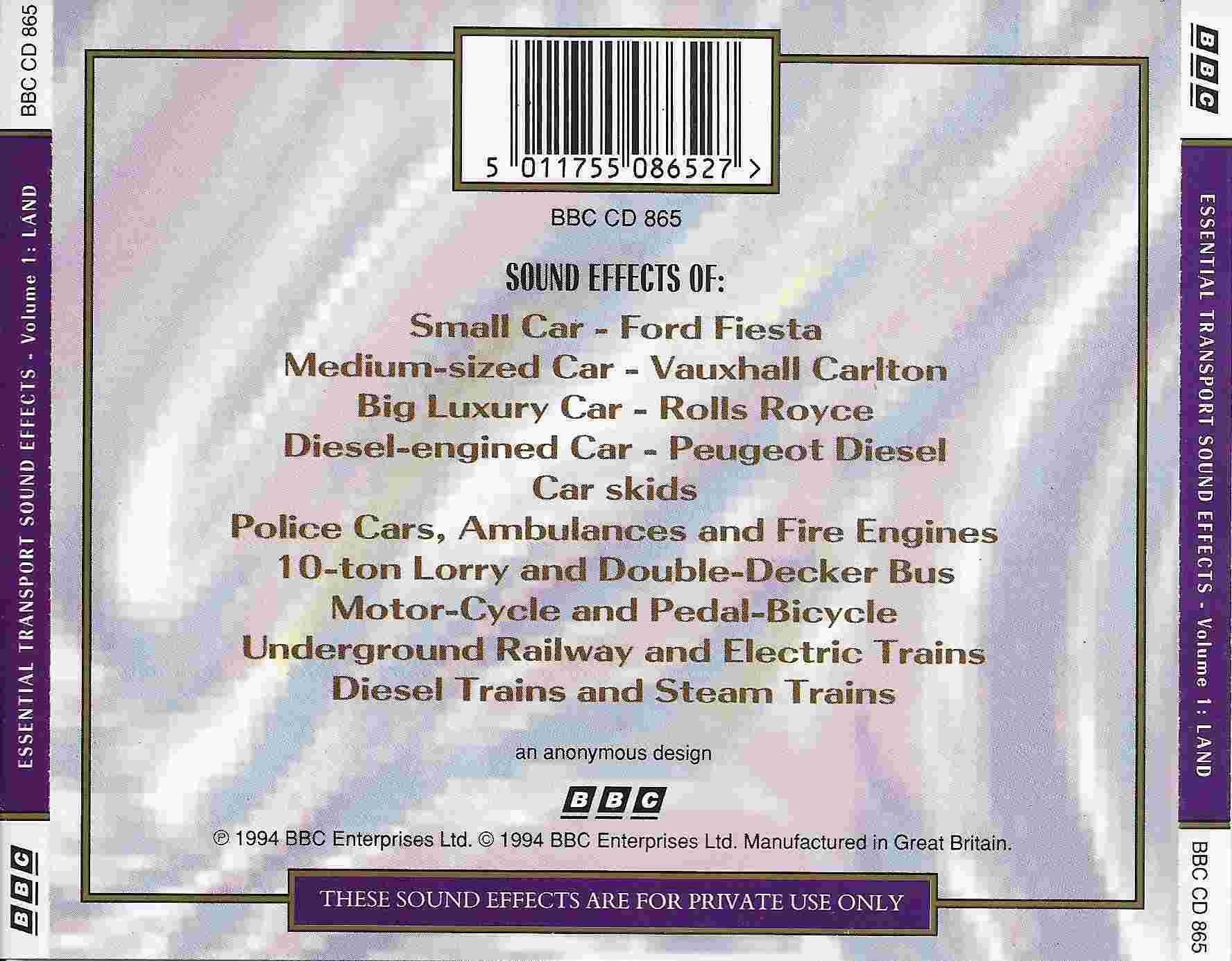 Back cover of BBCCD865